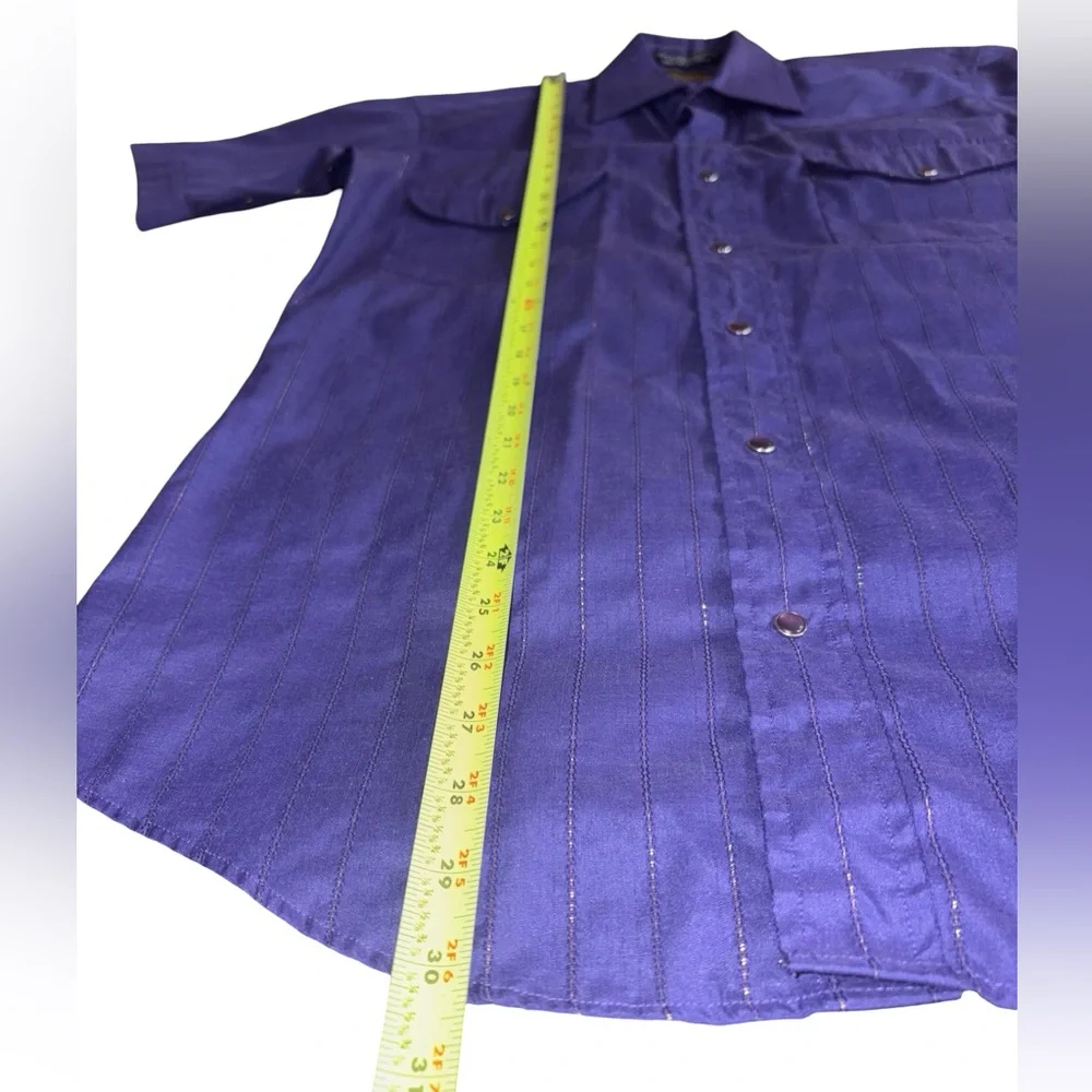 Vintage Panhandle Slim Western Shirt Purple Stripe Pearl Snap Size 15 - Picture 4 of 5